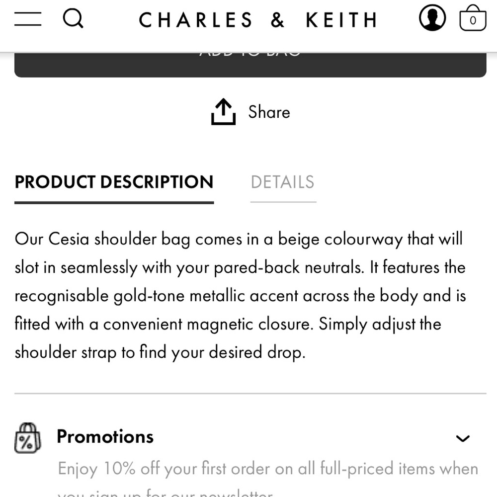 Charles & Keith Cesia Shoulder Bag - Picture 8 of 9